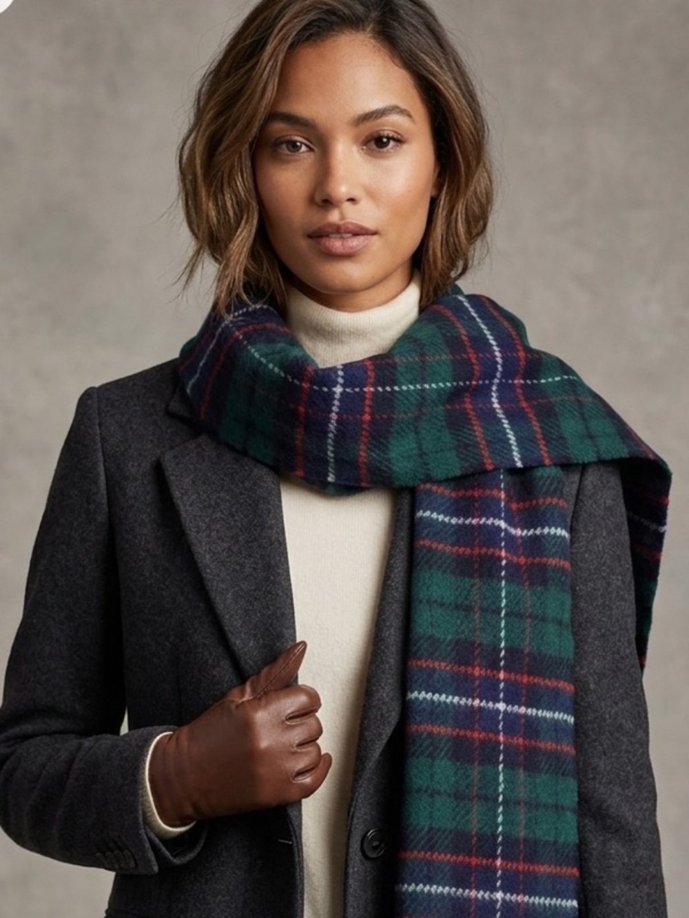 Coach Plaid Wool Scarf NWOT
